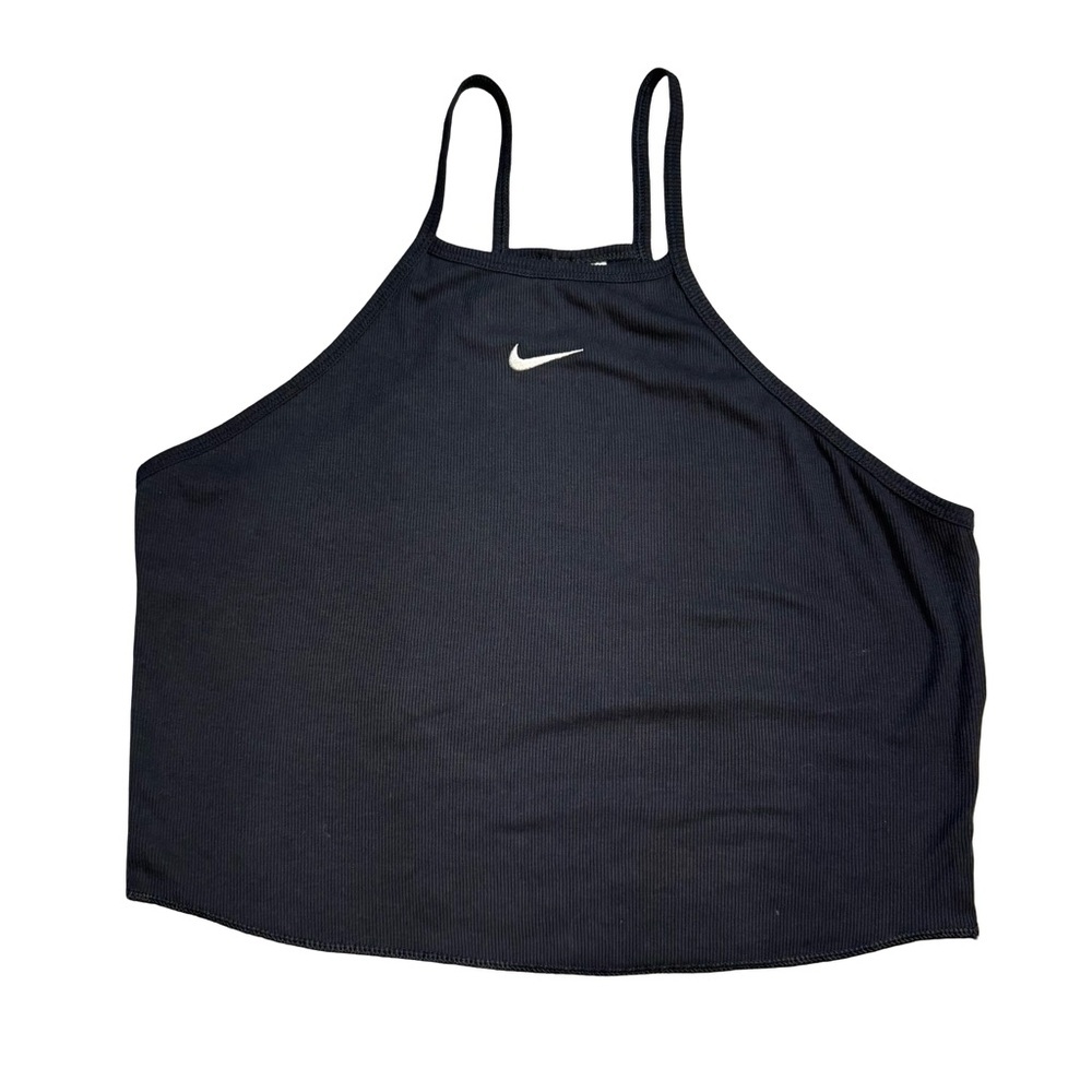 Nike Black Crop Top with White Logo